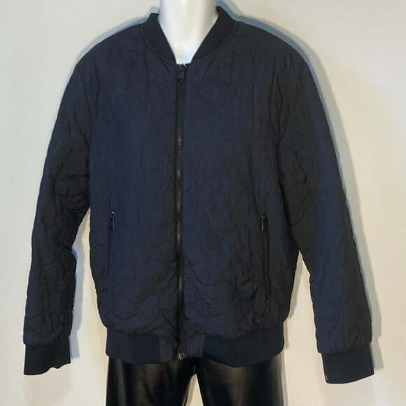 H&M SZ L Black Quilted Puffer Parka Jacket Coat longer length - Picture 1 of 9